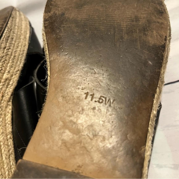 Black Espadrille Platform Sandals / Wedge Heels, Very Slight Heel, Size 11.5 W - Picture 12 of 12